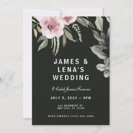 Invitación Floral verde fresca y elegante