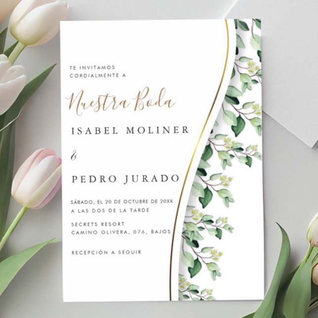 Invitación Floral verde Nuestra Boda Boda española (Subido por el creador)