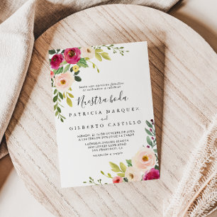 Invitación Floral verde rosa de Rubor Nuestra Boda Boda