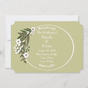 Invitación Floral Verde y Blanco Rústico Country o Boho