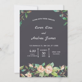 Invitación Floral verde y botánica elegante y natural