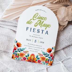 Invitación floral vibrante de la Fiesta Cinco de M