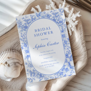 Invitación Floral victoriana algo azul ducha de novia