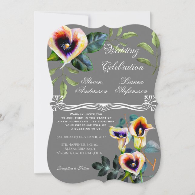 Invitación Floral victoriana Calla Lilies Bouquet Blossom (Anverso)