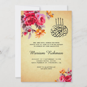 Invitación Floral vintada bebé Aqiqah