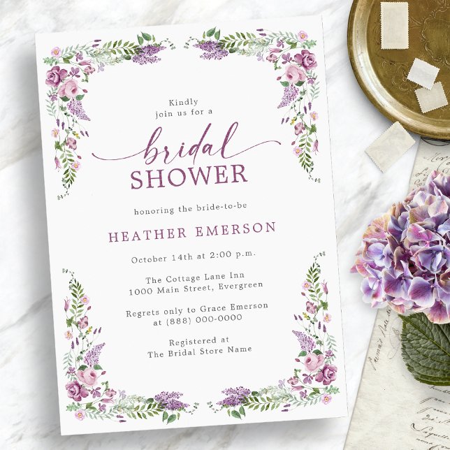 Invitación Floral Vintage Bridal Shower (Floral Vintage Bridal Shower Invitation
)