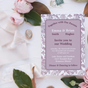 Invitación Floral vintage malva