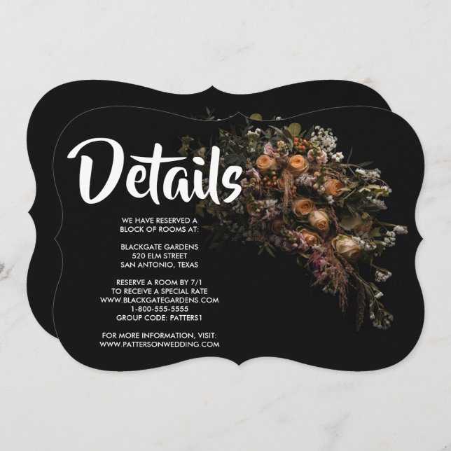 Invitación floral vintage oscura (Anverso / Reverso)