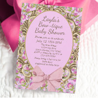 Floral Vintage Pink Bow Boutique Baby Shower
