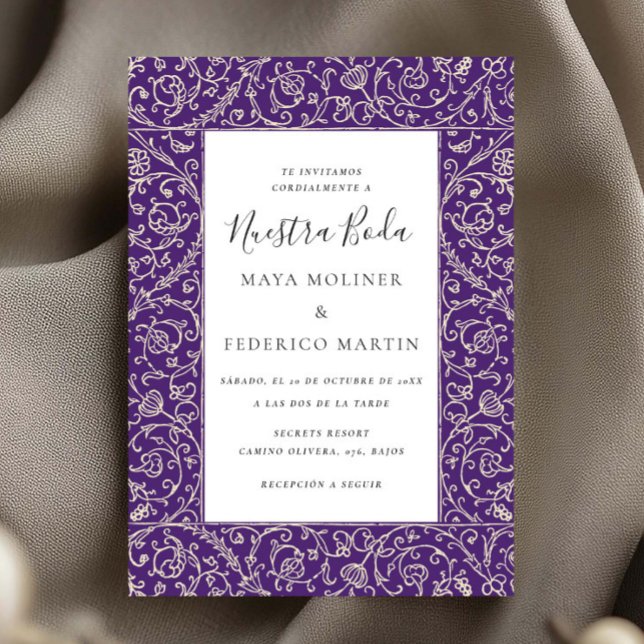Invitación Floral Vintage Purple Nuestra Boda Wedding (Subido por el creador)
