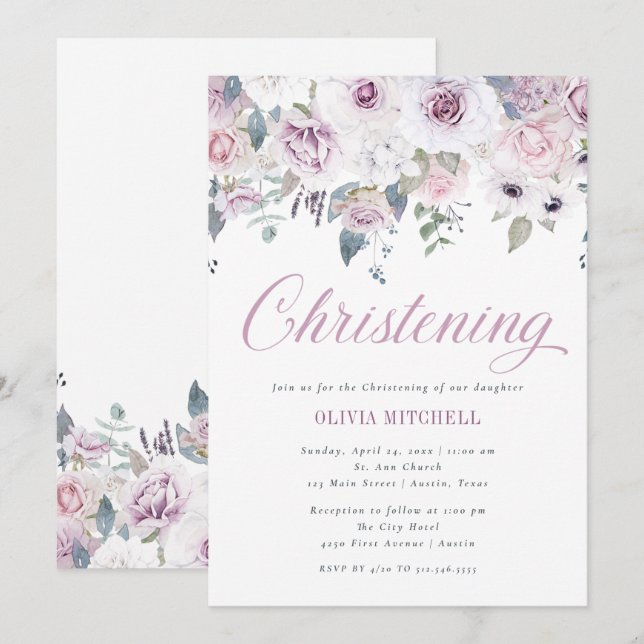 Invitación Floral violeta de Rubor| Cristalización (Anverso / Reverso)