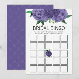 Invitación Floral Violeta Púrpura Ducha de novia Bingo Tarjet