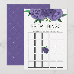 Invitación Floral Violeta Púrpura Ducha de novia Bingo Tarjet