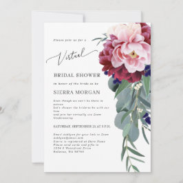Invitación Floral virtual de novia Rubor rosa borgoña