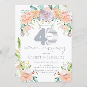 Invitación Floral Watercolor 40° Aniversario Boda