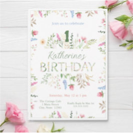 Invitación Floral Watercolor Alphabet ABC Cumpleaños