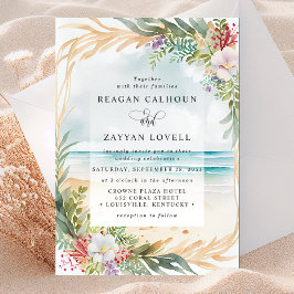 Invitación Floral Watercolor Beach Scene Summer Boda
