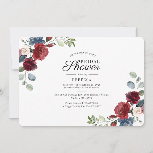 Invitación Floral Watercolor Bridal Shower (Anverso)