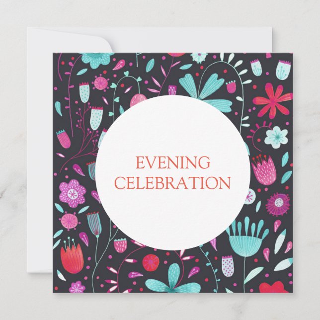 Invitación Floral Watercolor Dark Evending Boda (Anverso)