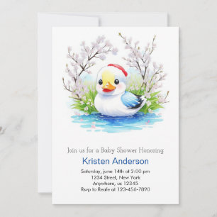 Invitación Floral Watercolor DuckBoy Baby Shower