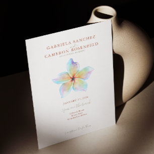 Invitación Floral Watercolor Plumeria Terracotta Boda
