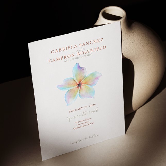 Invitación Floral Watercolor Plumeria Terracotta Boda (Subido por el creador)