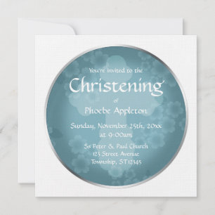 Invitación Floral Watermark Slate Blue Christening