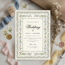 Invitación Floral Wedding Elegant Botanical Border Vintage