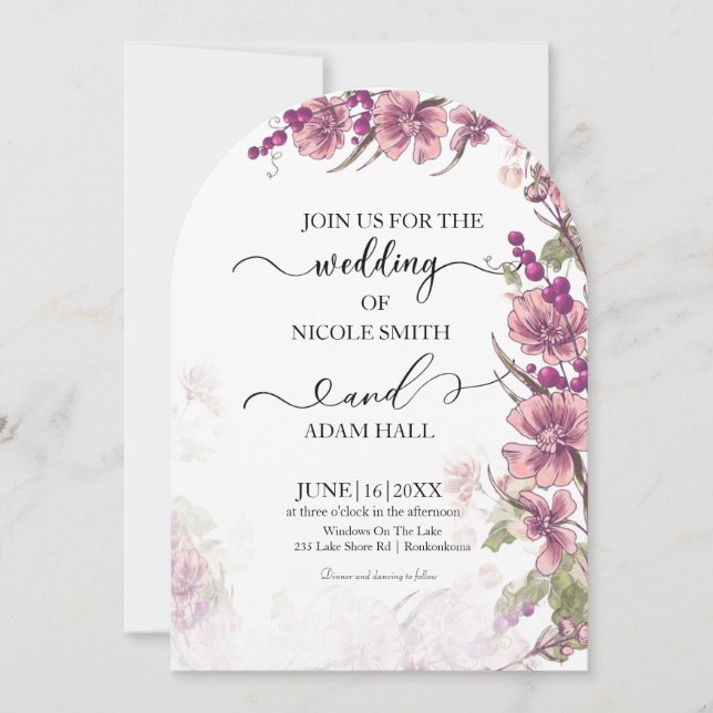 Invitación Floral Wedding Invitation (Anverso)