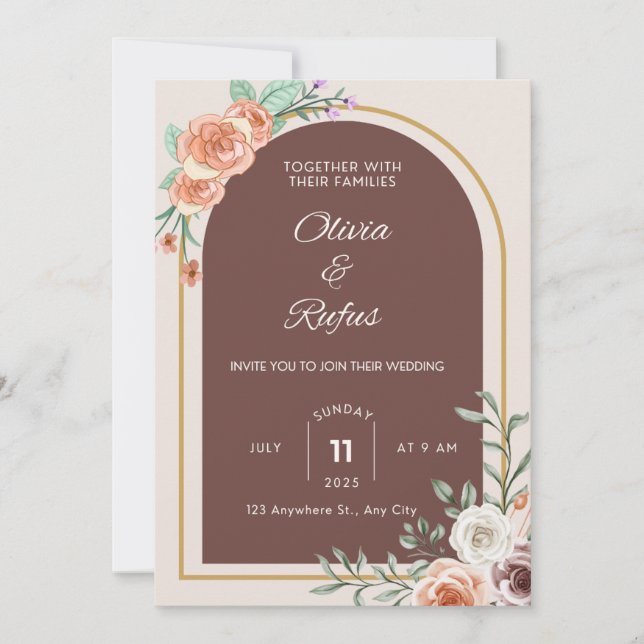 Invitación Floral wedding invitation  (Anverso)
