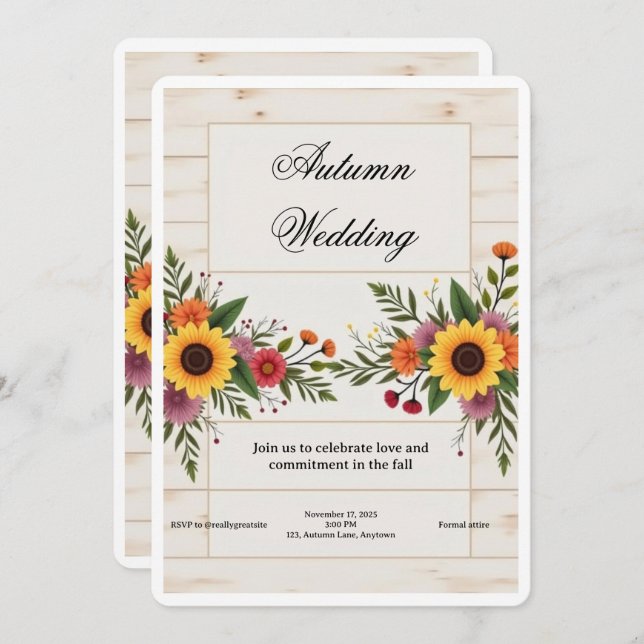Invitación Floral Wedding Invitation – Elegant & Simple (Anverso / Reverso)