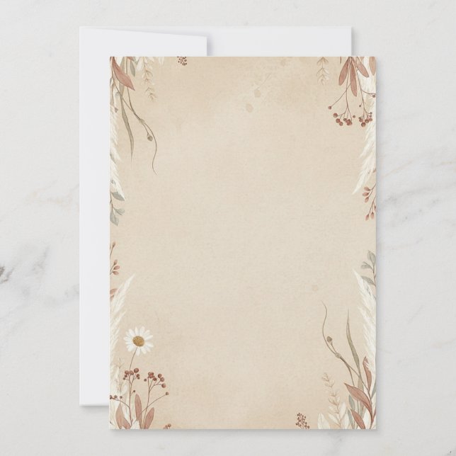 Invitación Floral Wedding Invitations Boho Is Natural (Reverso)