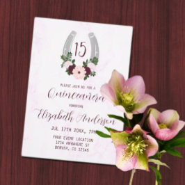 Invitación Floral Western Horseshoe Quinceanera