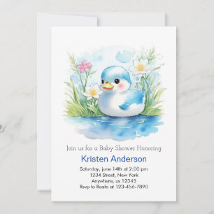 Invitación Floral Whimsical Duck Boy Baby Shower