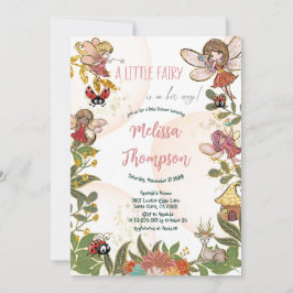 Invitación Floral Whimsical Encantado Fairy Ladybug Deer