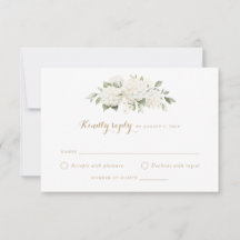 Floral White Hydrangea Greenery Wedding RSVP