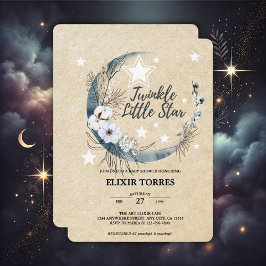 Invitación Floral White Twinkle Little Star Baby Shower