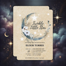 Floral White Twinkle Little Star Baby Shower