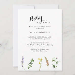 Invitación Floral Wildflower Elegante Baby Shower