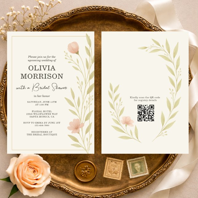 Invitación Floral Wildflower QR Code Bridal Shower (Subido por el creador)
