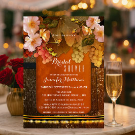Invitación Floral Wine Thalle String Lights Bridal Shower