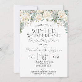 Invitación Floral Winter Wonderland, Parejas Baby Shower