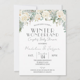Invitación Floral Winter Wonderland, Parejas Baby Shower