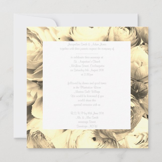 Invitación FLORAL Wonder WEDDING INVITATION sepia (Anverso)