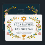 Invitación Floral Wreath Bat Mitzvah Personalizado de mano QR<br><div class="desc">¡Tarjeta perfecta para anunciar un bar mitzvah, bat mitzvah u otra celebración judía! ¡La mano hizo arte para ti! ¡TODO PERSONALIZABLE! Haga clic en "Personalize" para editar el texto y añadir su propio enlace al código QR en la parte posterior. Haga clic en "editar usando la herramienta de diseño" para...</div>