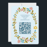Invitación Floral Wreath Bat Mitzvah Personalizado de mano QR<br><div class="desc">¡Tarjeta perfecta para anunciar un bar mitzvah, bat mitzvah u otra celebración judía! ¡La mano hizo arte para ti! ¡TODO PERSONALIZABLE! Haga clic en "Personalizar" para editar el texto y añadir su vínculo al código QR de la parte posterior. Haga clic en "editar usando la herramienta de diseño" para ajustar...</div>