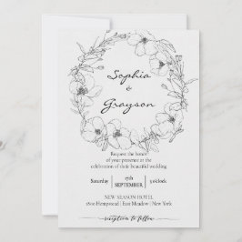 Invitación Floral Wreath | Boceto Celebración de Bodas Peony