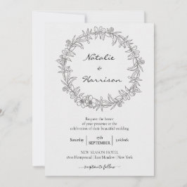 Invitación Floral Wreath | Boceto Celebración de Bodas Peony