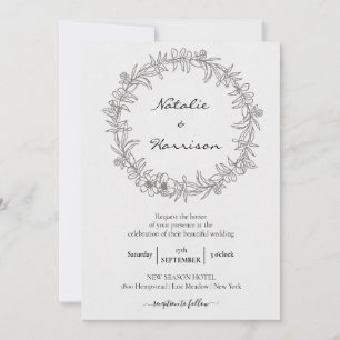 Invitación Floral Wreath   Boceto Celebración de Bodas Peony