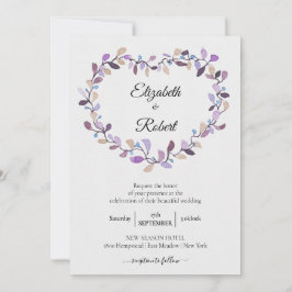 Invitación Floral Wreath | Boda de follaje rosa violeta